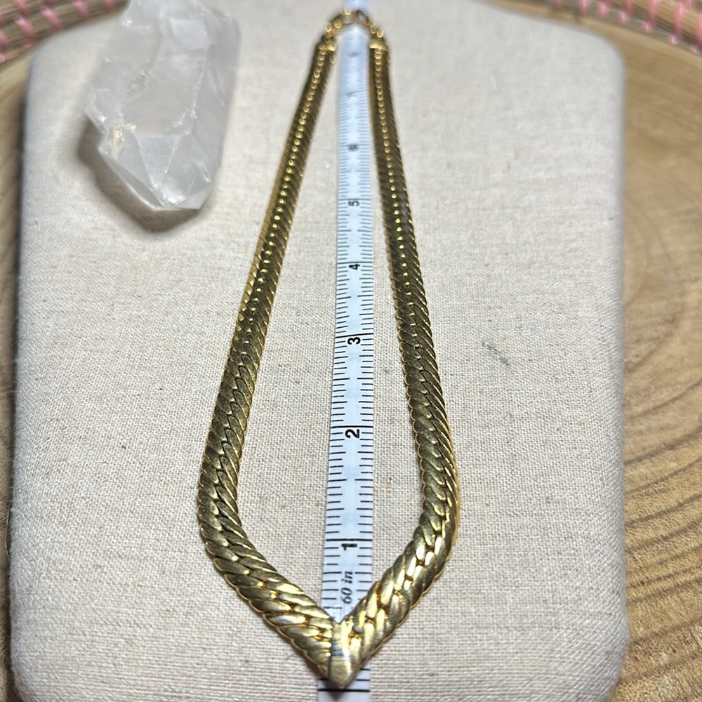 Joan Rivers Gold Choker Herringbone Classic Chain Vintage Necklace - Picture 7 of 7